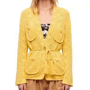 MAJE Knit Cardigan BRAND new EUC Yellow Gold Buttons Size 40/L Relaxed Fit